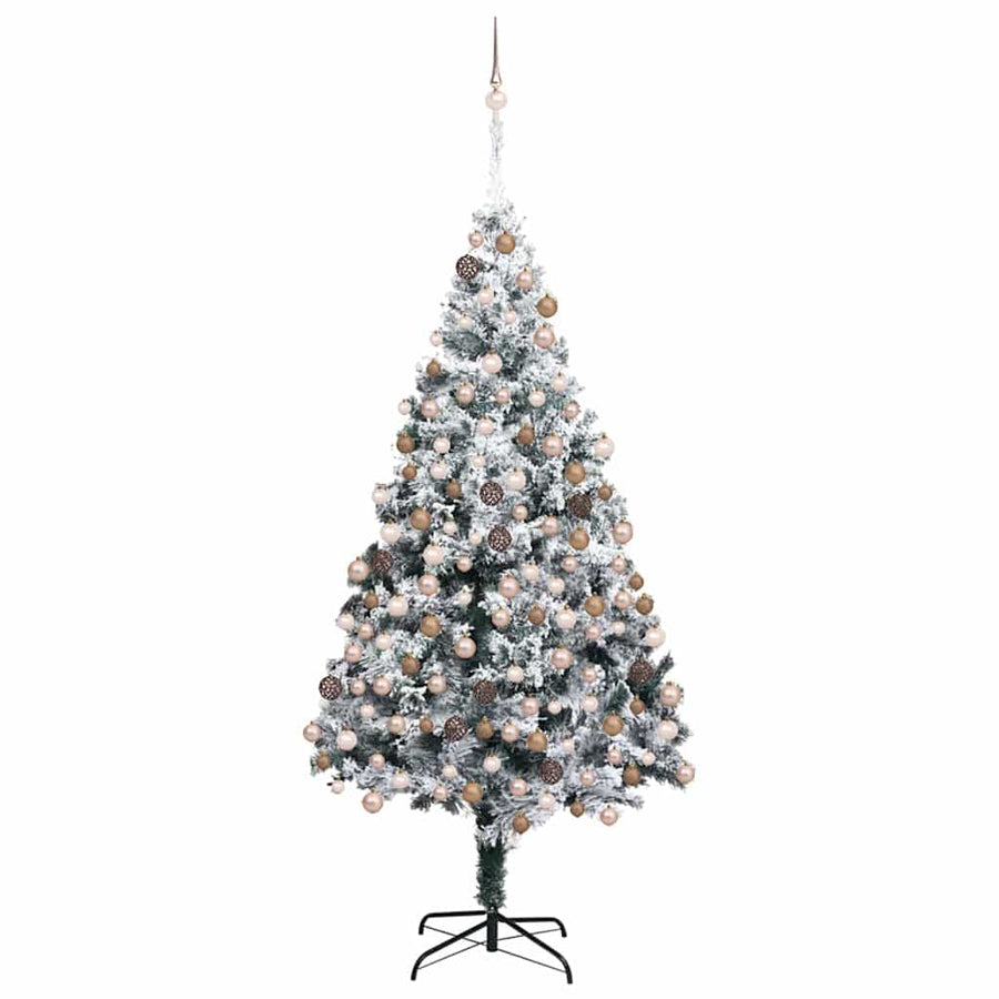 Kunstkerstboom met 300 LED Wit 180 cm PVC en Staal en Kunststof