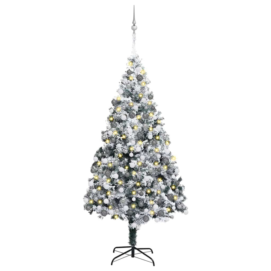Kunstkerstboom Groen 180 x 115 cm PVC en Staal en Kunststof