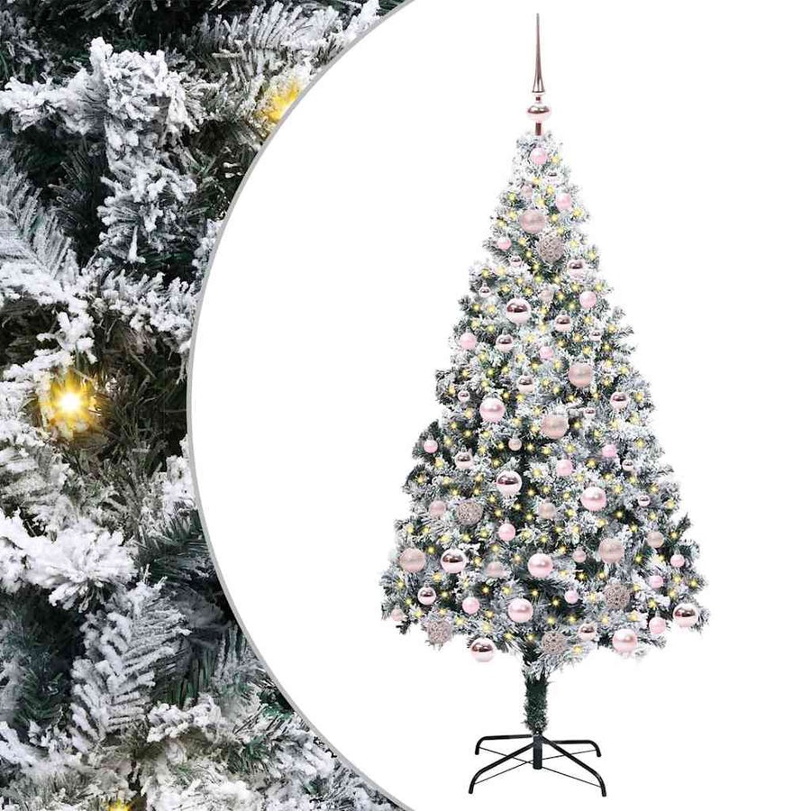 Kunstkerstboom Groen 180 x 115 cm PVC en Staal en Kunststof