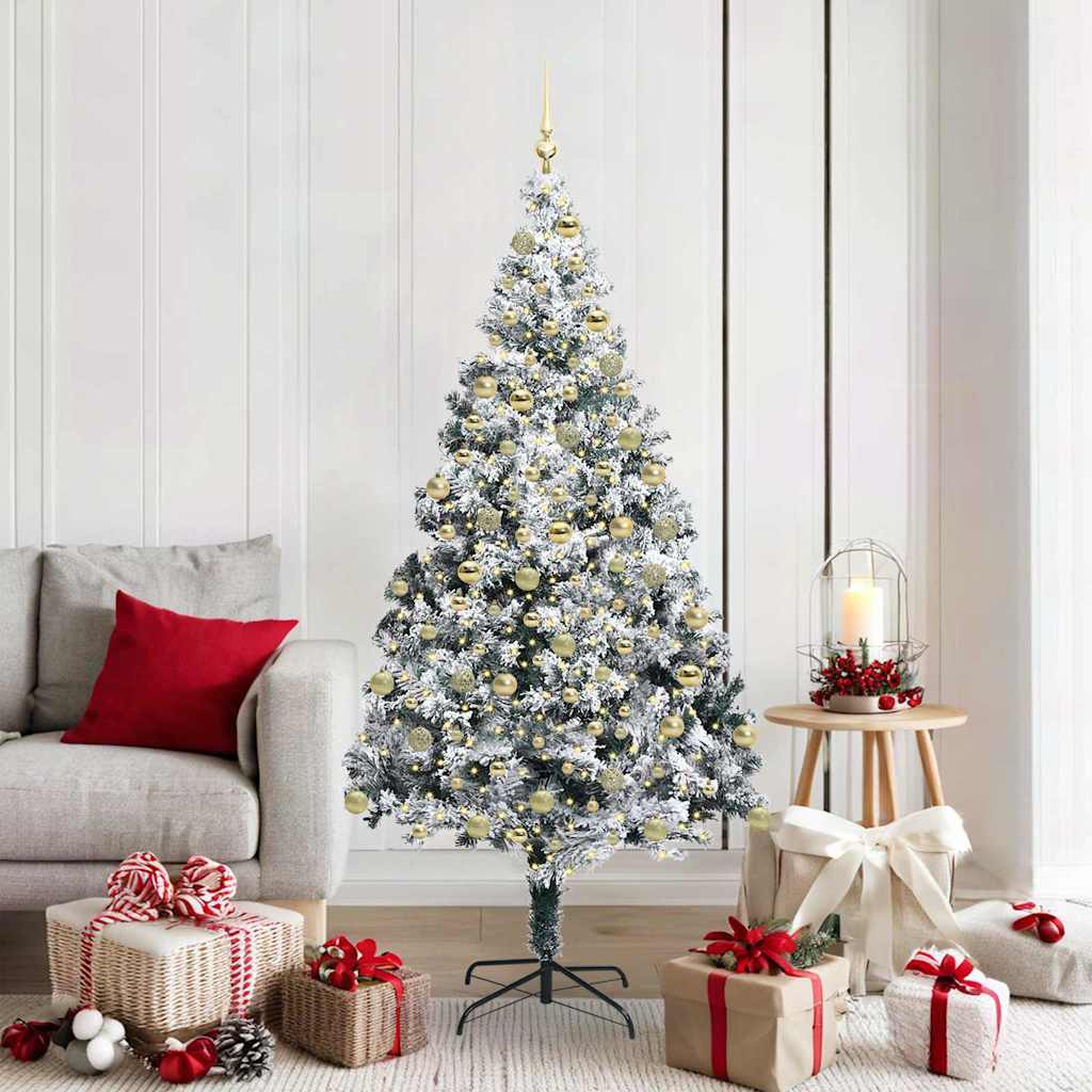 Kunstkerstboom met 300 LED Wit 180 cm PVC en Staal en Kunststof