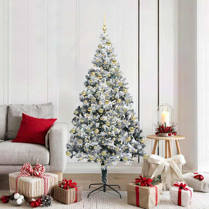 Kunstkerstboom met 300 LED Wit 180 cm PVC en Staal en Kunststof