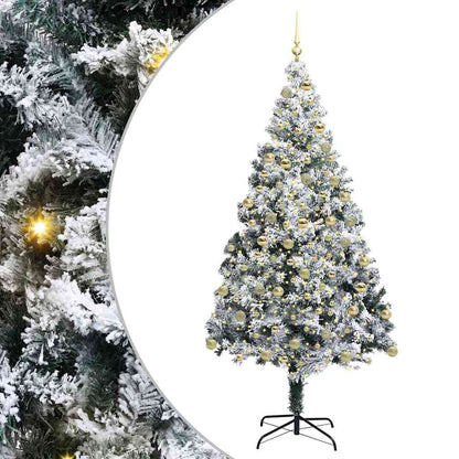 Kunstkerstboom met 300 LED Wit 180 cm PVC en Staal en Kunststof
