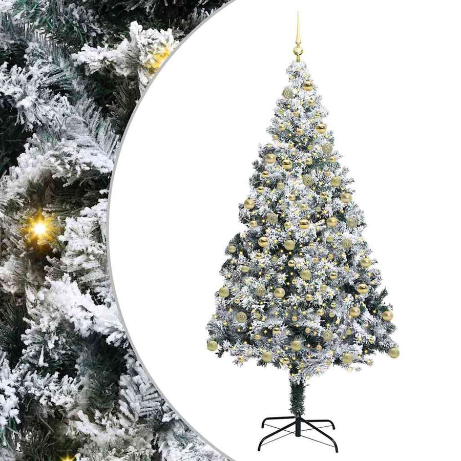Kunstkerstboom met 300 LED Wit 180 cm PVC en Staal en Kunststof