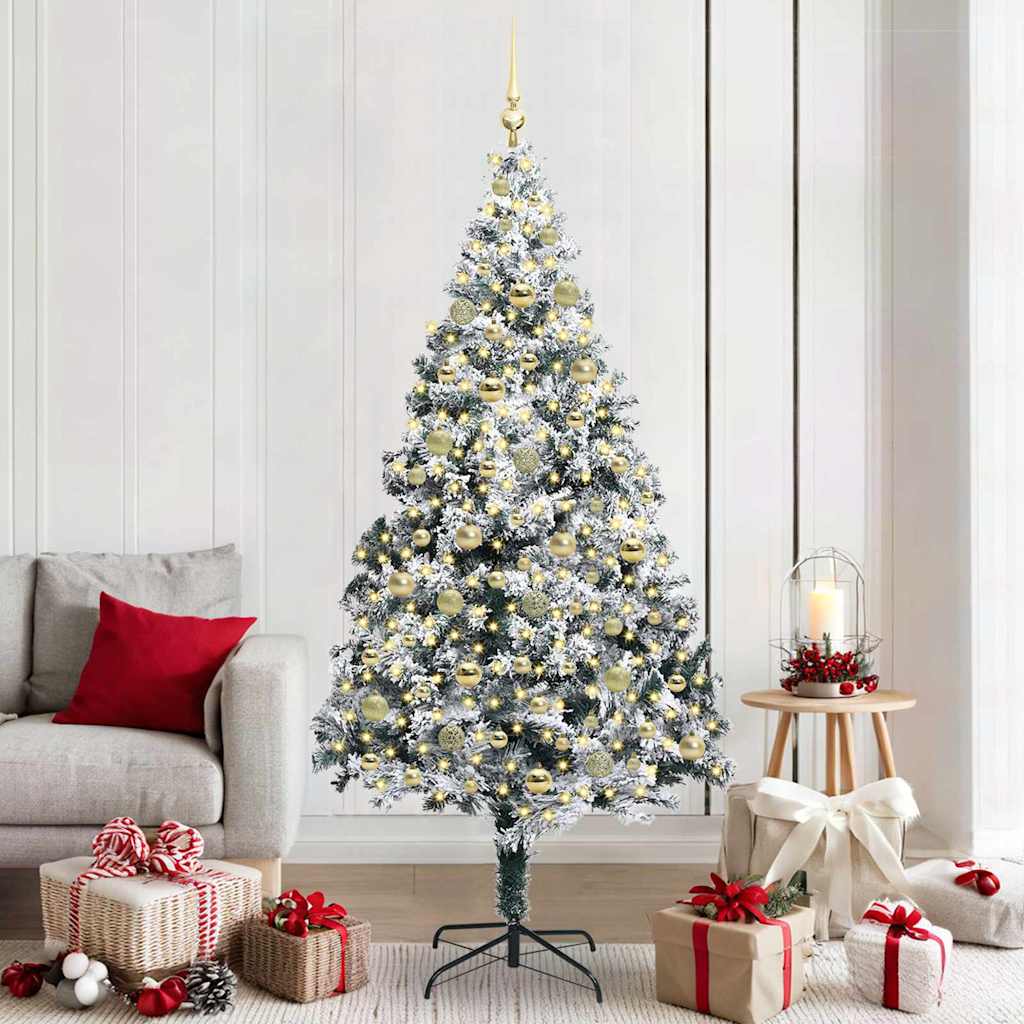 Kunstkerstboom Met 300 Led Wit 210 Cm Pvc En Staal En Kunststof 210 x 135 cm