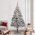 Kunstkerstboom met 300 LED Wit 240 cm PVC en Staal en Kunststof