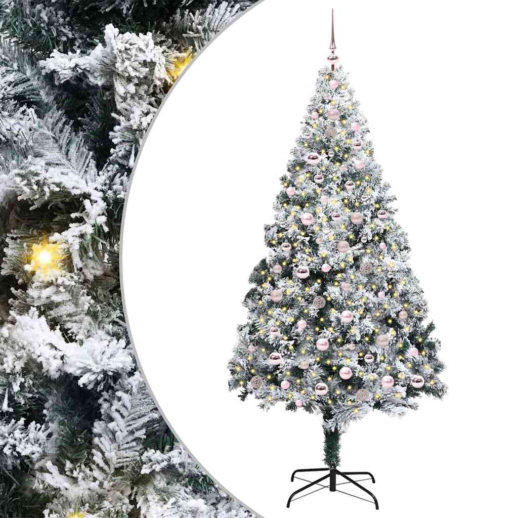 Kunstkerstboom Groen 240 x 150 cm PVC en Staal en Kunststof