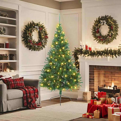 Kunstmatig Voorverlicht Kerstboom met 300 LED Groen 180 cm PVC