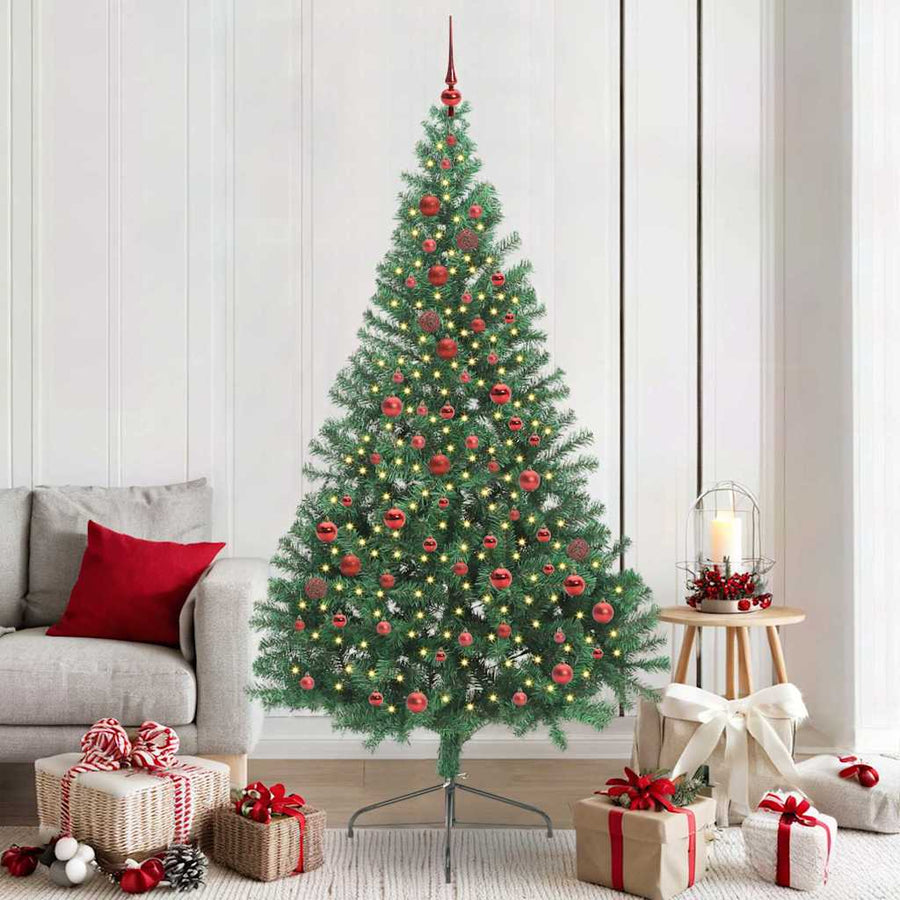 Kunstmatig Voorverlicht Kerstboom met 300 LED Groen 210 cm PVC
