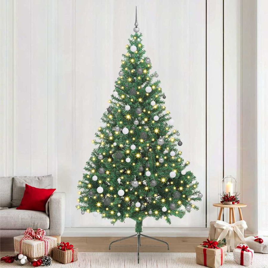 Kunst Kerstboom met verlichting met 300 LED's Groen 240 cm PVC