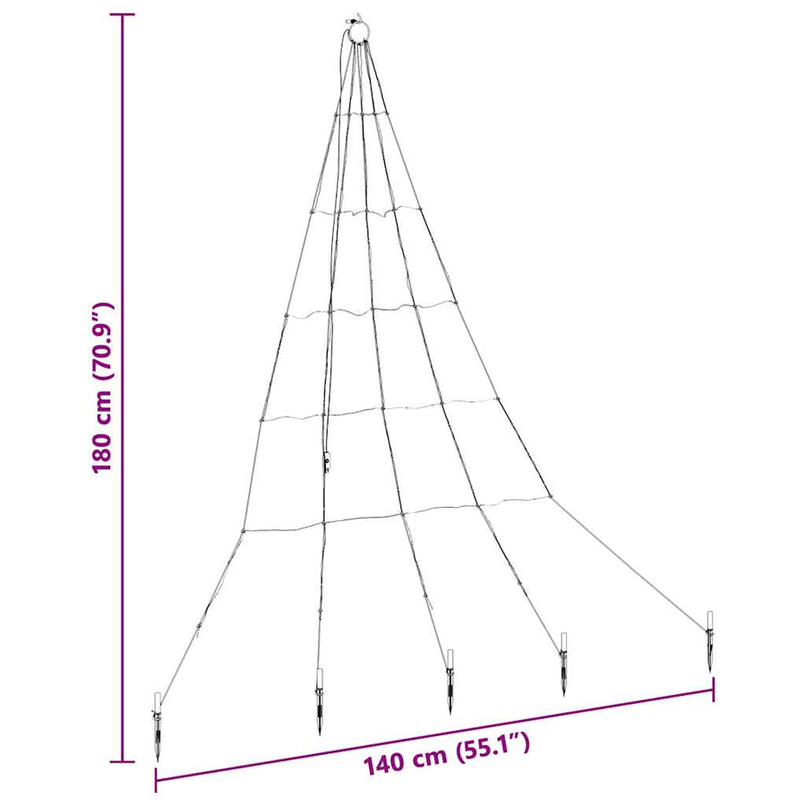 LED Kerstboom met 112 LED met grondpennen Warmwit 511 cm Metaal