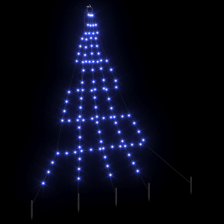 LED Kerstboom met 112 LED met grondpennen Blauw 511 cm Metaal