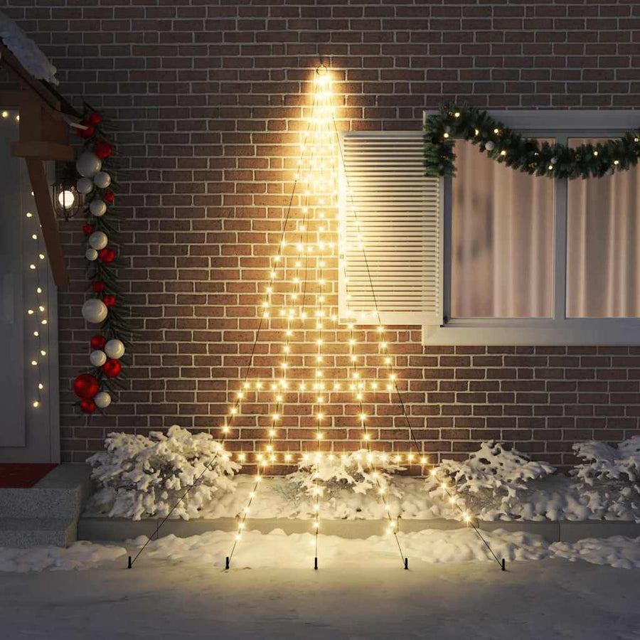 LED Kerstboom met 168 LED met grondpennen Warmwit 511 cm Metaal