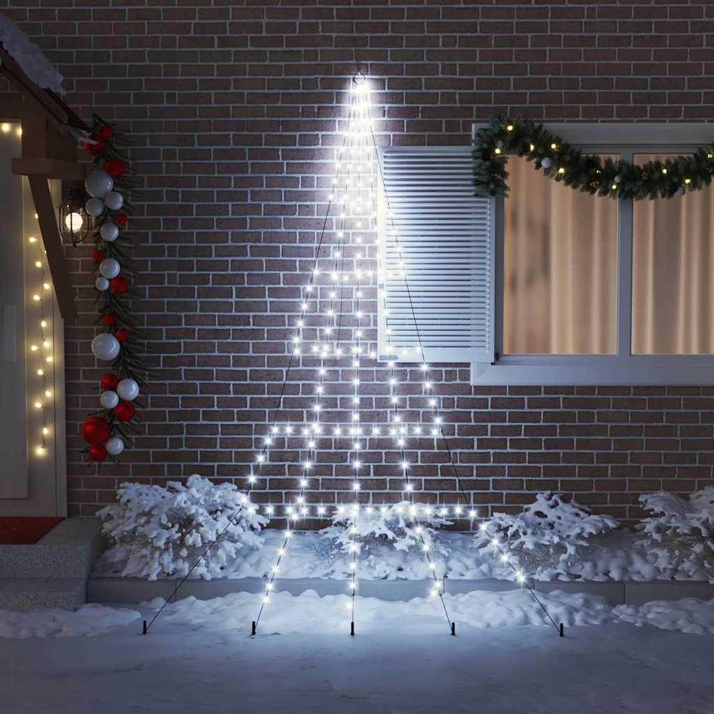 LED Kerstboom met 168 LED met grondpennen Koudwit 511 cm Metaal