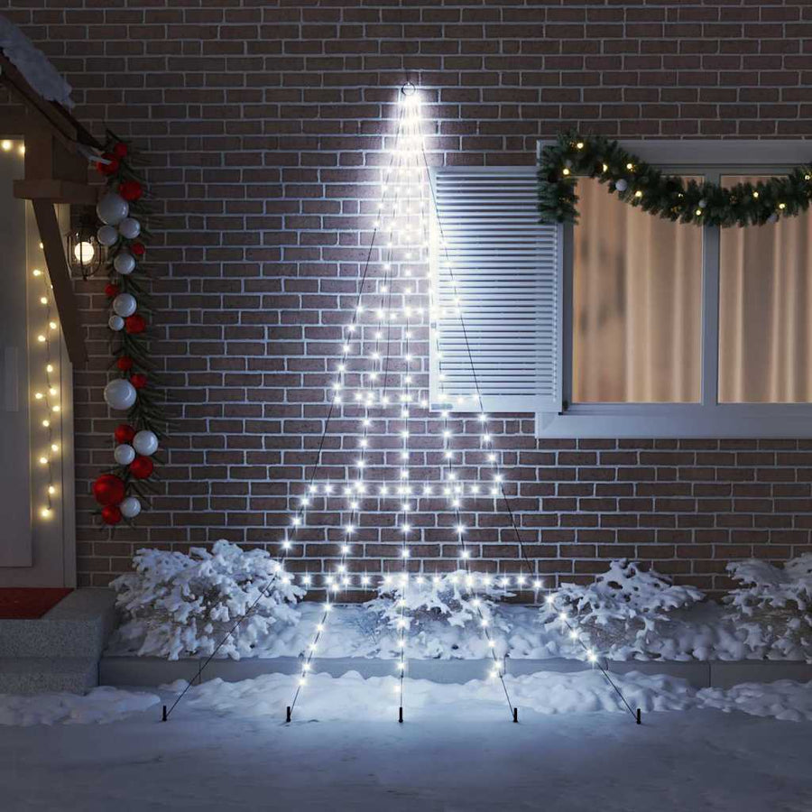 LED Kerstboom met 168 LED met grondpennen Koudwit 511 cm Metaal