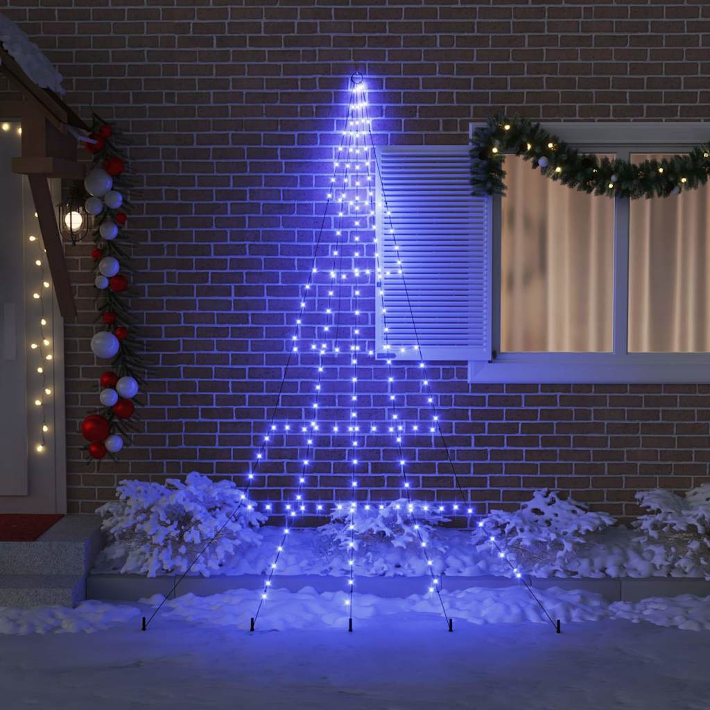 LED Kerstboom met 168 LED met grondpennen Blauw 511 cm Metaal