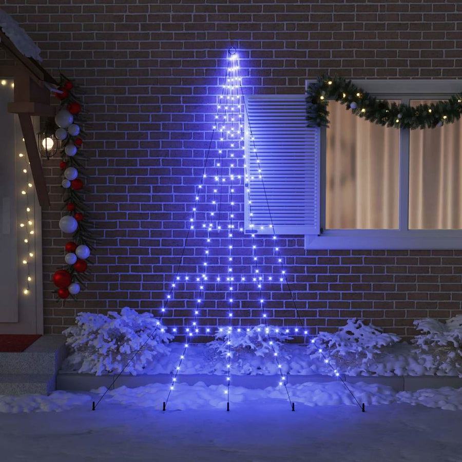 LED Kerstboom met 168 LED met grondpennen Blauw 511 cm Metaal