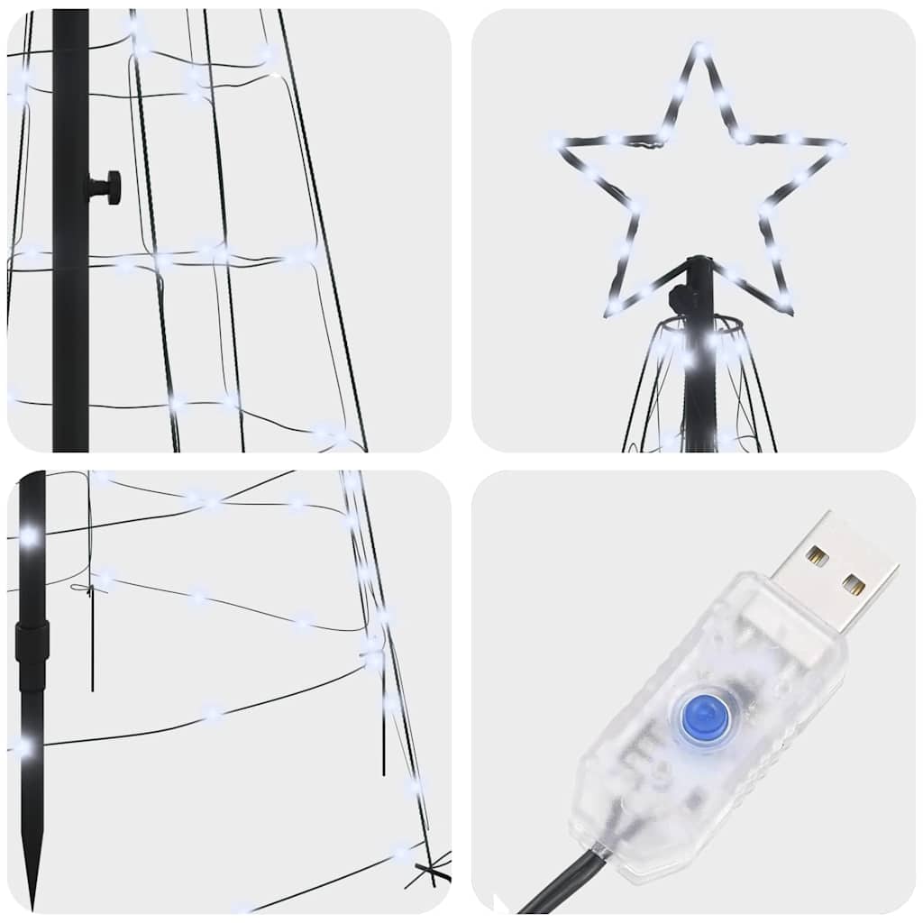LED Kerstboom met 390 LED met grondpennen Koudwit 250 cm IJzer