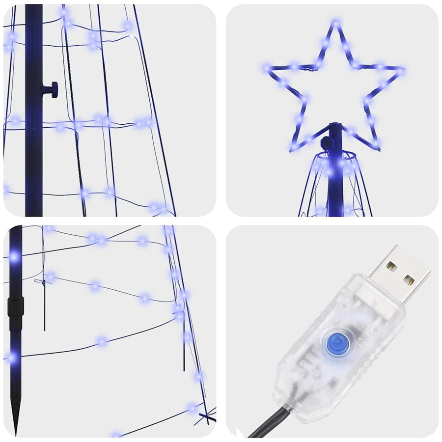 LED Kerstboom met 390 LED met grondpennen Blauw 250 cm IJzer