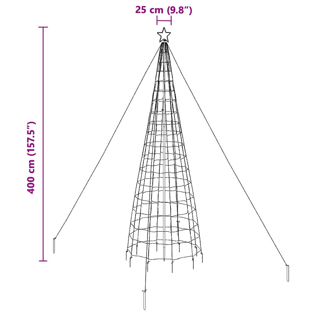 LED Kerstboom met 800 LED met grondpennen Warmwit 400 cm IJzer