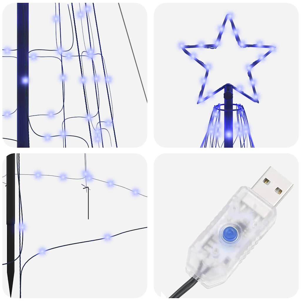 LED Kerstboom met 800 LED met grondpennen Blauw 400 cm IJzer