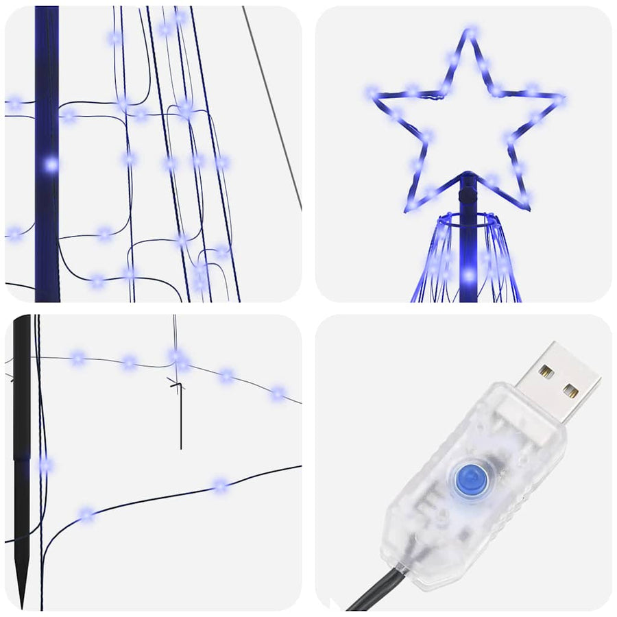 LED Kerstboom met 800 LED met grondpennen Blauw 400 cm IJzer