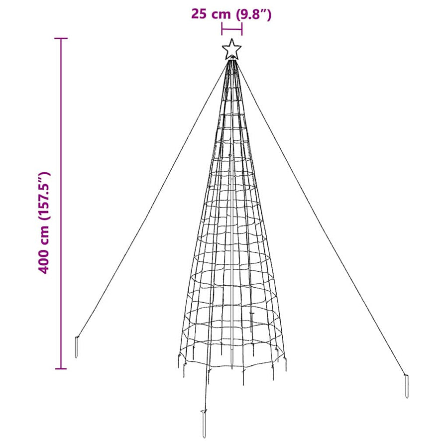 LED Kerstboom met 800 LED met grondpennen Blauw 400 cm IJzer