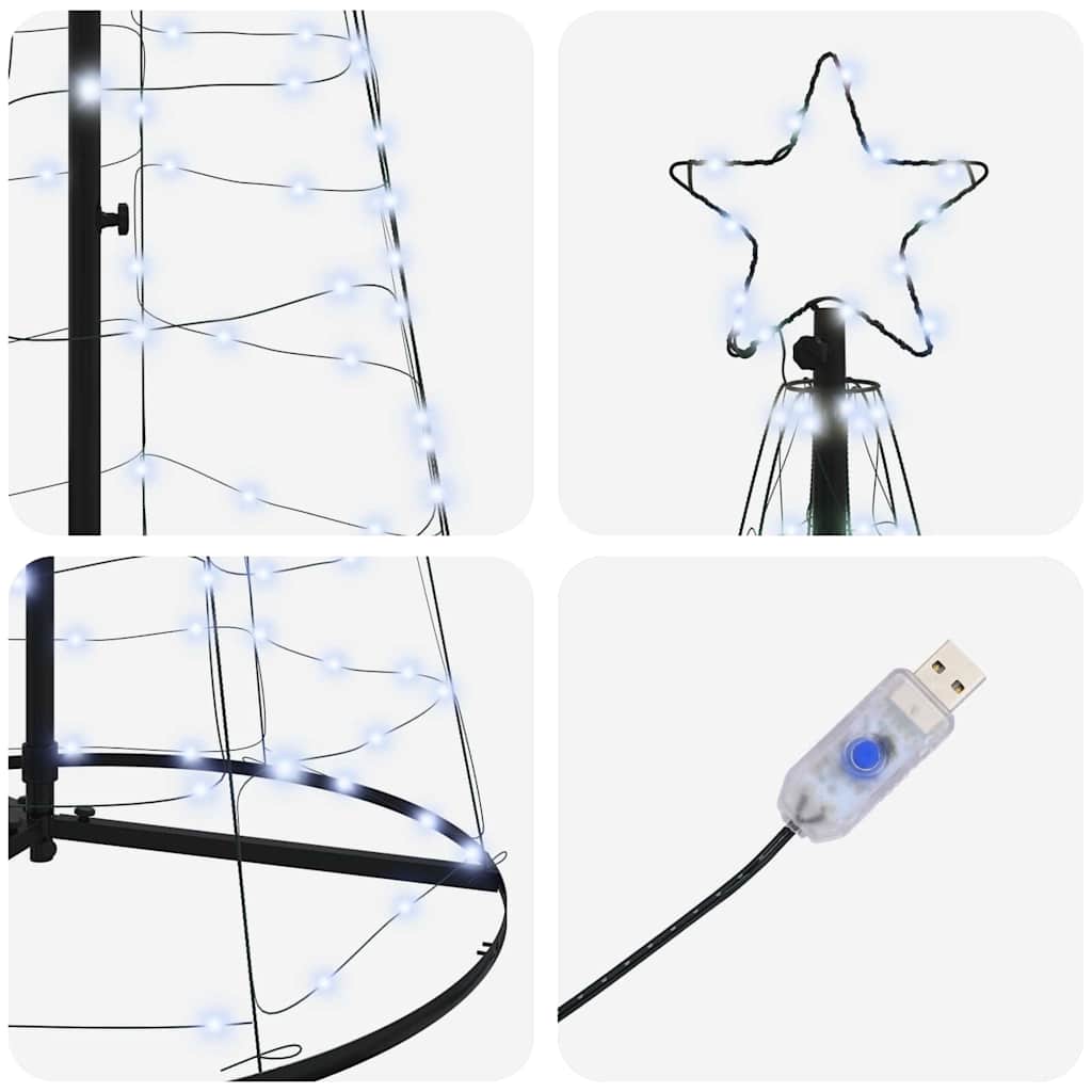 LED Kerstboom met 390 LED met grondpennen Koudwit 250 cm IJzer