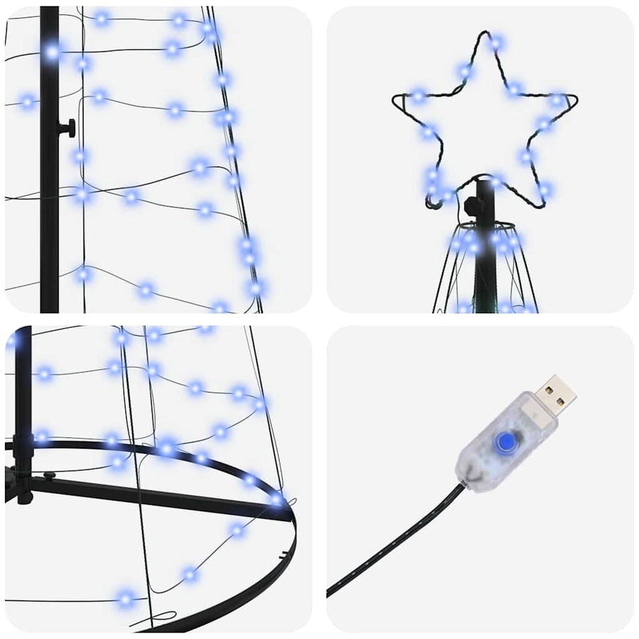 LED Kerstboom met 390 LED met grondpennen Blauw 250 cm IJzer