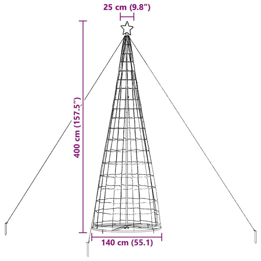 LED Kerstboom met 800 LED met grondpennen Koudwit 400 cm IJzer