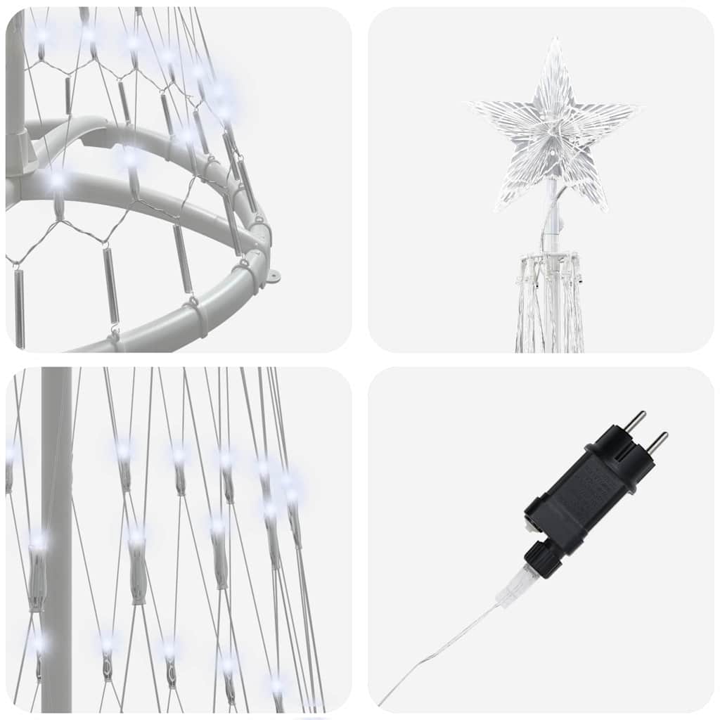 LED Kerstboom met 230 LED Koudwit 138.5 x 138.5 x 399 cm Metaal