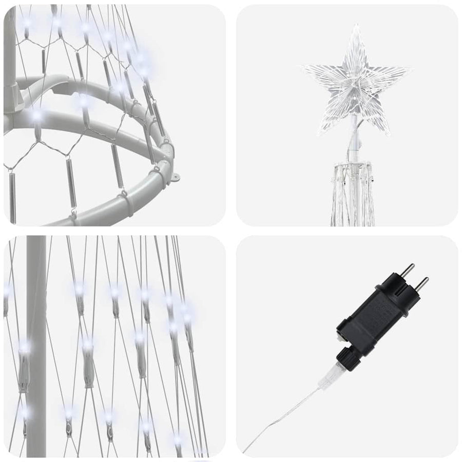 LED Kerstboom met 230 LED Koudwit 138.5 x 138.5 x 399 cm Metaal