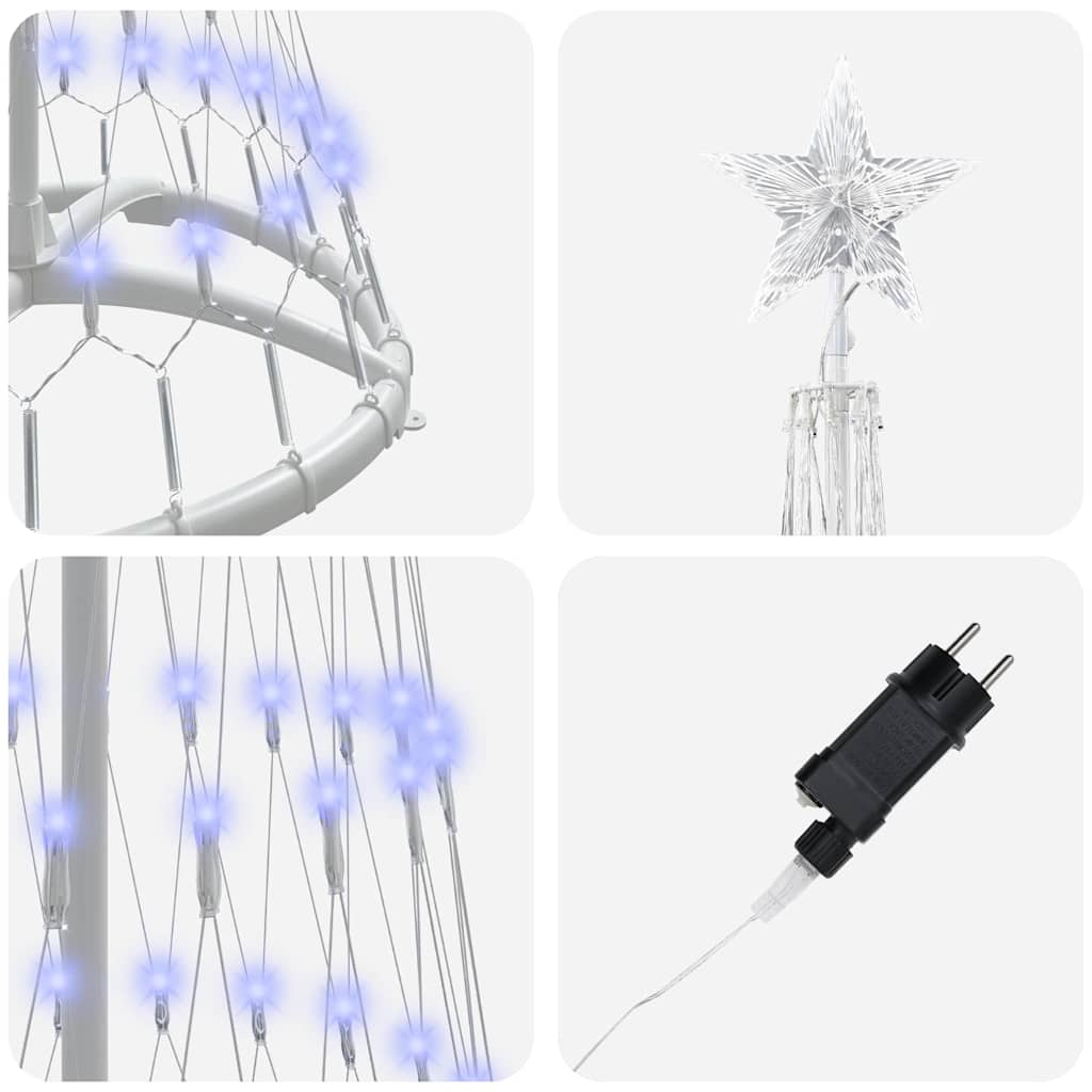 LED Kerstboom met 230 LED Blauw 138.5 x 138.5 x 399 cm Metaal
