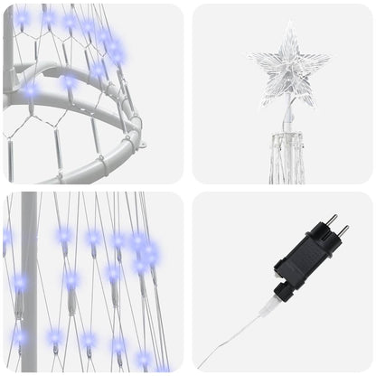 LED Kerstboom met 230 LED Blauw 138.5 x 138.5 x 399 cm Metaal