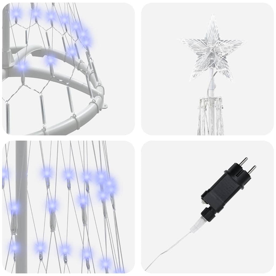 LED Kerstboom met 230 LED Blauw 138.5 x 138.5 x 399 cm Metaal