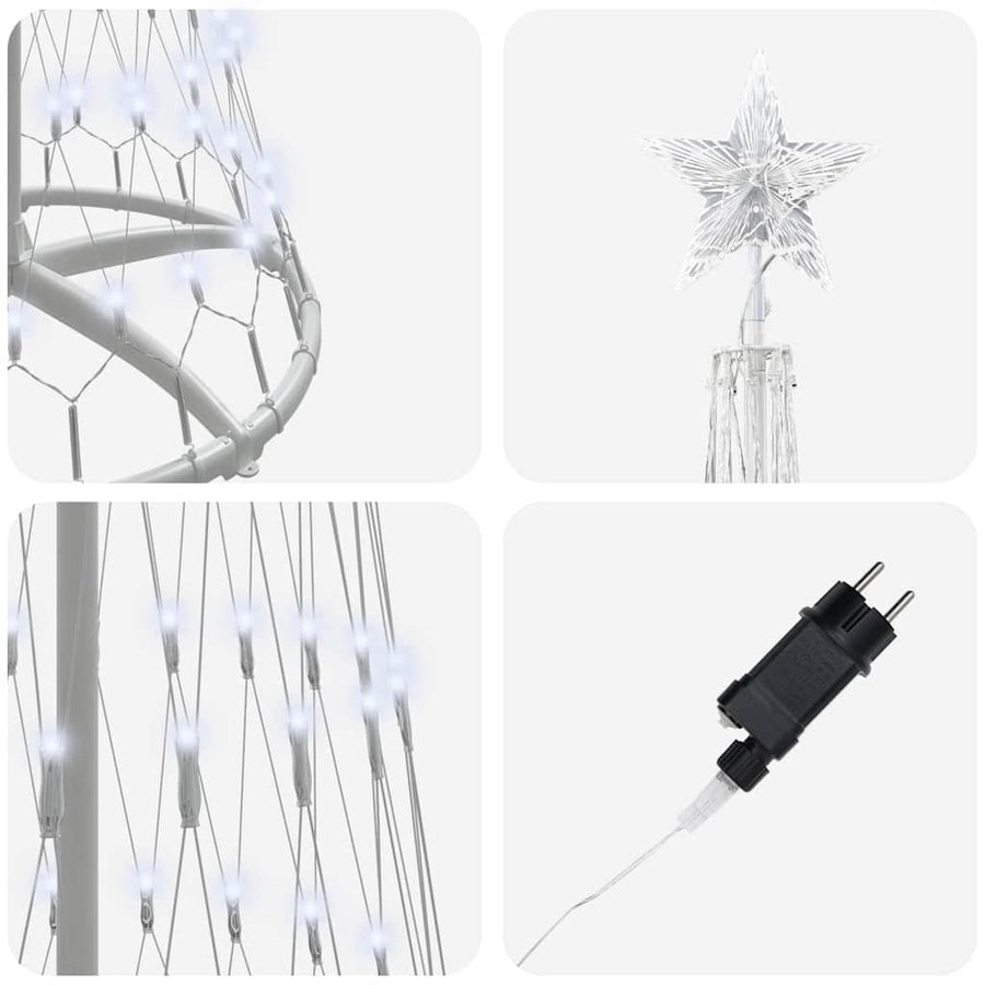 LED Kerstboom met 290 LED Koudwit 138.5 x 138.5 x 399 cm Metaal