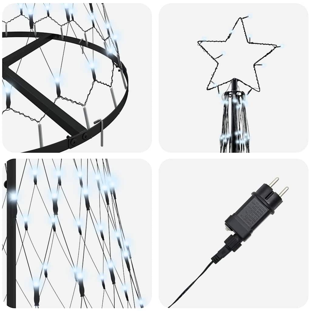LED Kerstboom met 230 LED Koudwit 138.5 x 138.5 x 399 cm Metaal