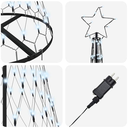 LED Kerstboom met 230 LED Koudwit 138.5 x 138.5 x 399 cm Metaal