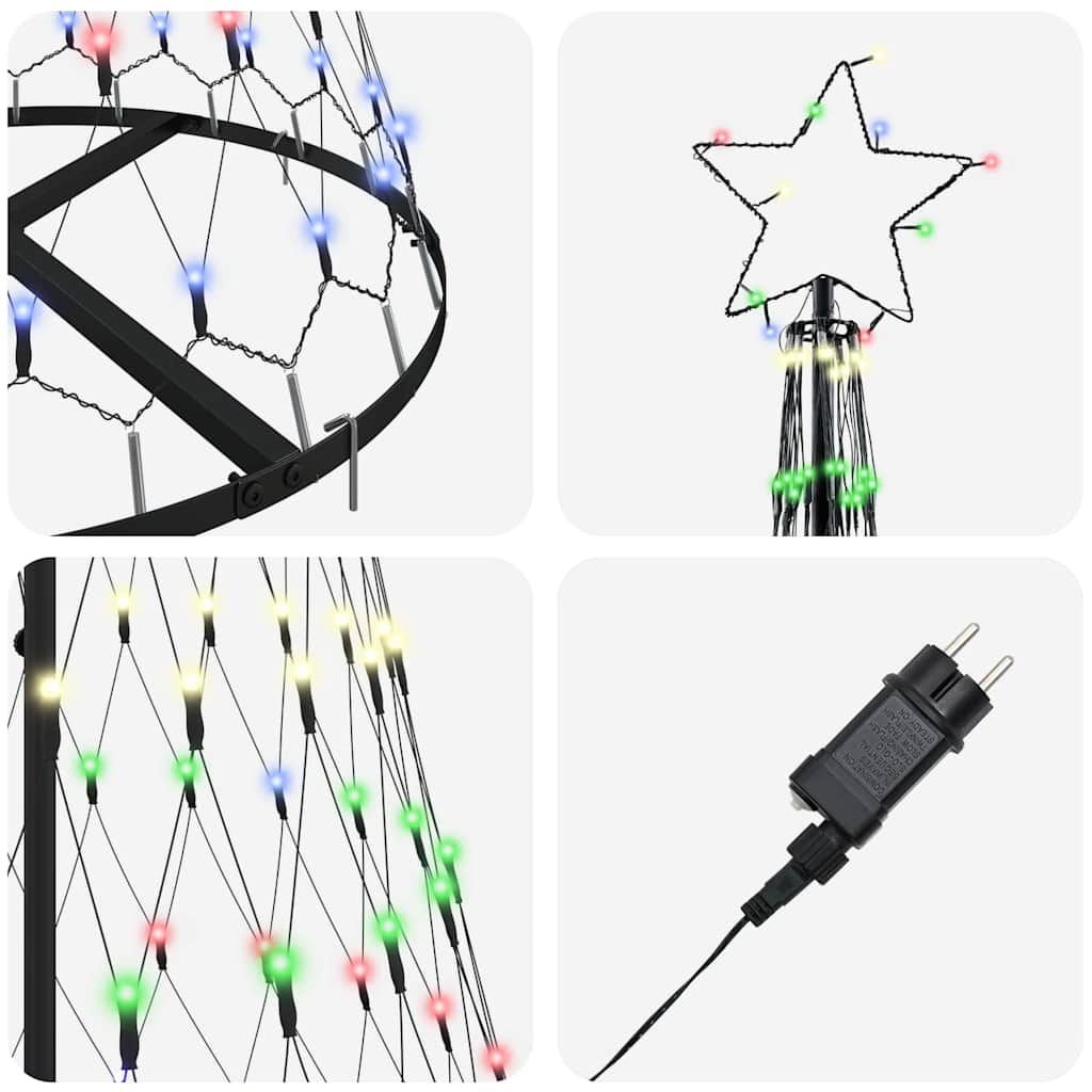 LED Kerstboom Multikleur 138.5 x 138.5 x 399 cm Metaal