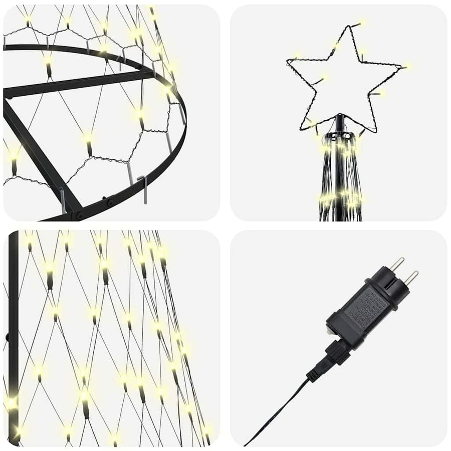 Led Kerstboom Met 295 Led Met Standaard 250 Cm Metaal 100 x 100 x 250 cm Warmwit
