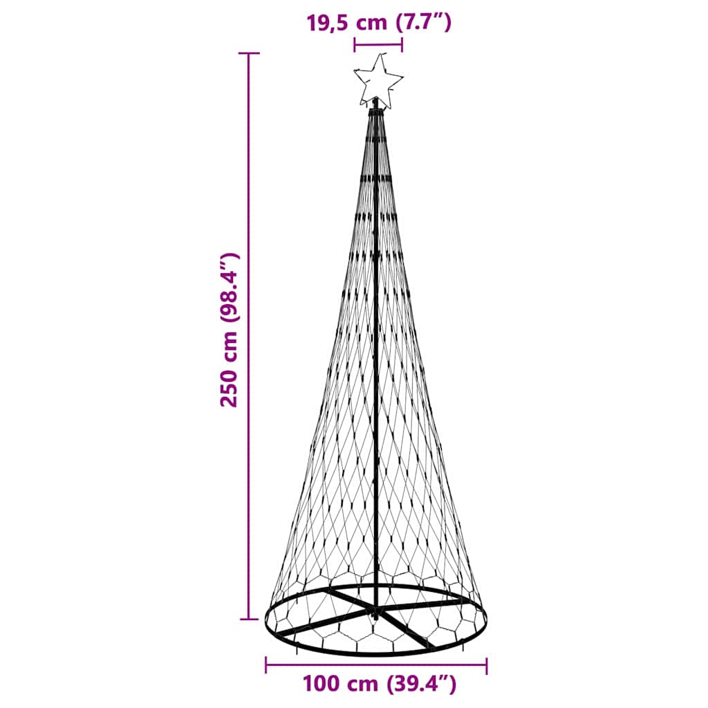Led Kerstboom Met 295 Led Met Standaard 250 Cm Metaal 100 x 100 x 250 cm Warmwit