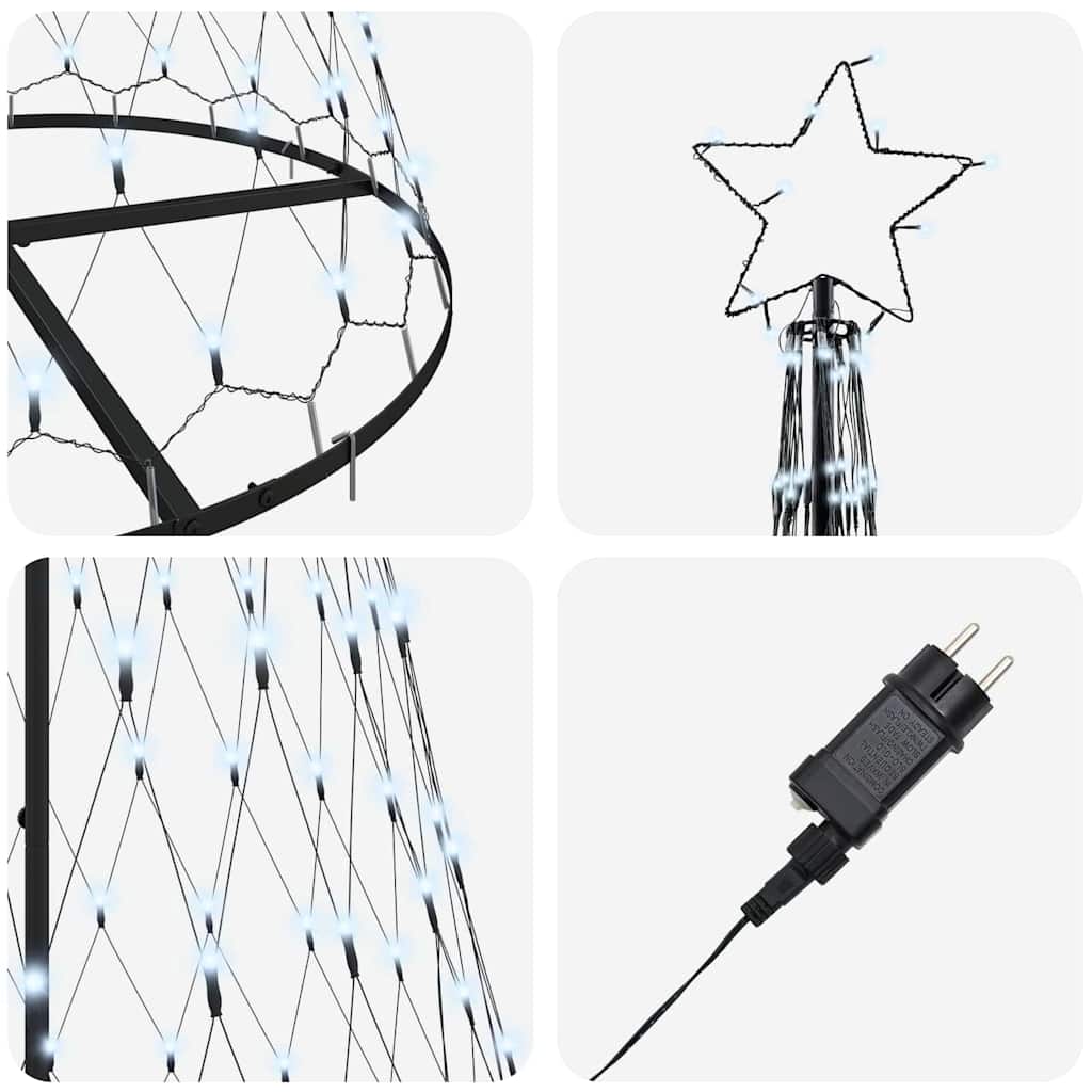 LED Kerstboom met 290 LED Koudwit 138.5 x 138.5 x 399 cm Metaal