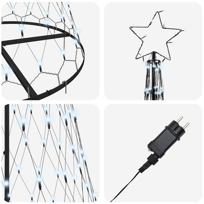 LED Kerstboom met 290 LED Koudwit 138.5 x 138.5 x 399 cm Metaal