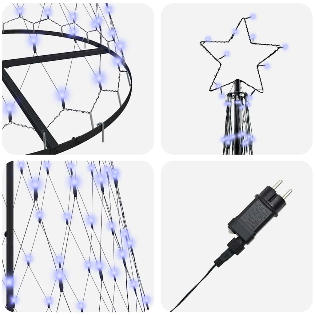 LED Kerstboom met 290 LED Blauw 138.5 x 138.5 x 399 cm Metaal