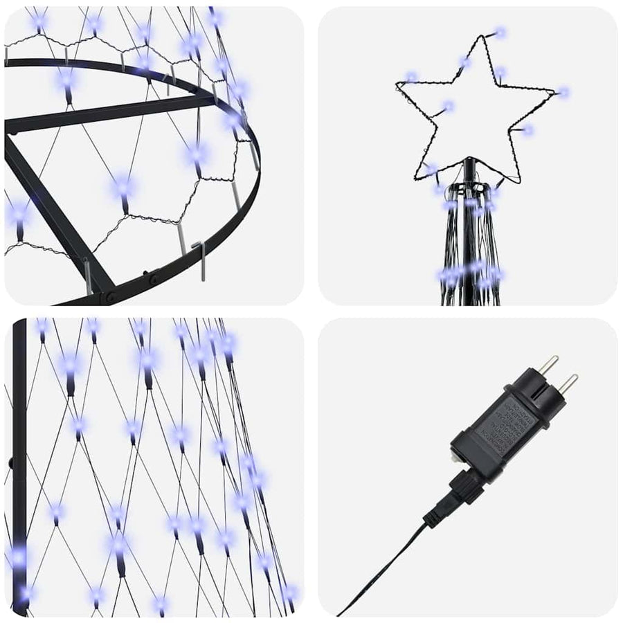 LED Kerstboom met 290 LED Blauw 138.5 x 138.5 x 399 cm Metaal