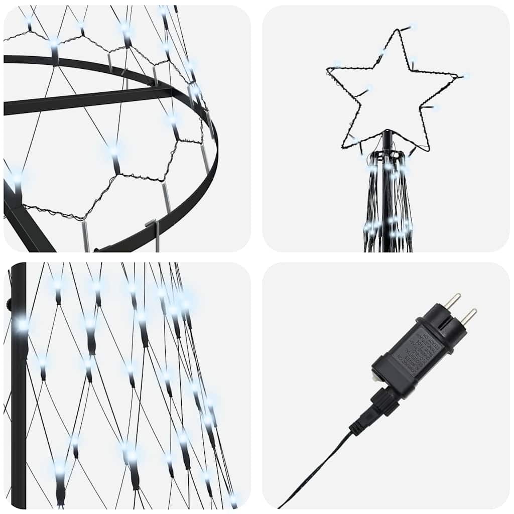 LED Kerstboom met 350 LED Koudwit 138.5 x 138.5 x 399 cm Metaal