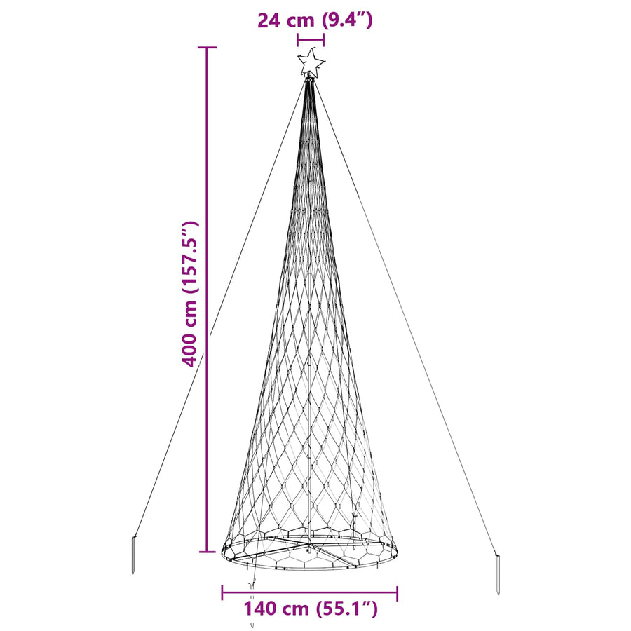 LED Kerstboom Blauw 400 cm Metaal