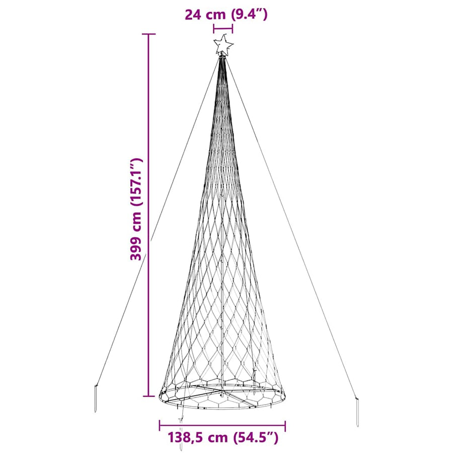 LED Kerstboom Multikleur 138.5 x 138.5 x 399 cm Metaal