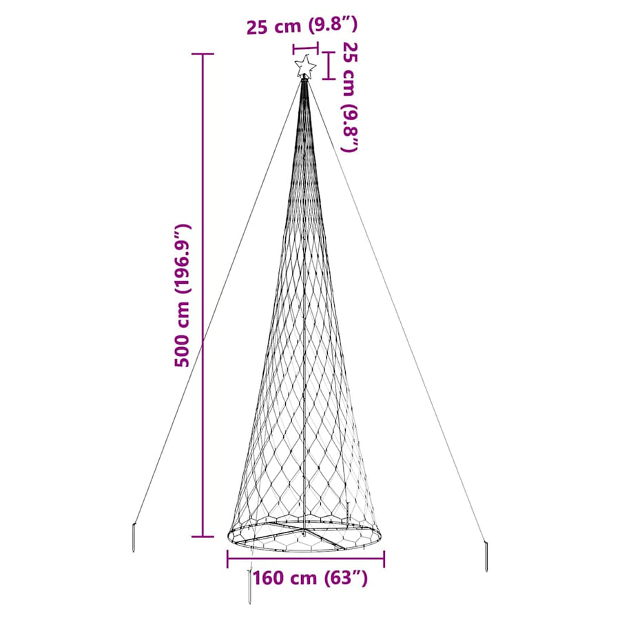 LED Kerstboom met 555 LED Multikleur 500 cm Metaal