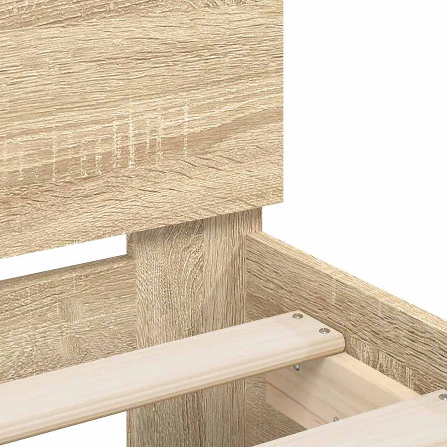 Bedframe met LED Sonoma 137 x 190 cm Bewerkt hout
