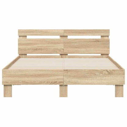 Bedframe met LED Sonoma 137 x 190 cm Bewerkt hout